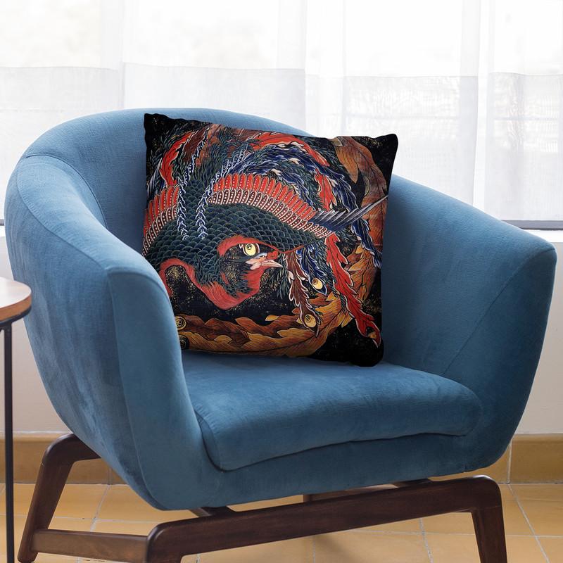 Phoenix Throw Pillow By Katsushika Hokusai