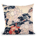 Poenies And Butterfly Throw Pillow By Katsushika Hokusai