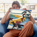 Barrier Town On The Sumida Rive Throw Pillow By Katsushika Hokusai