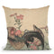 Cock, Hen, And Nadeshiko (Dianthus Superbus) Throw Pillow By Katsushika Hokusai