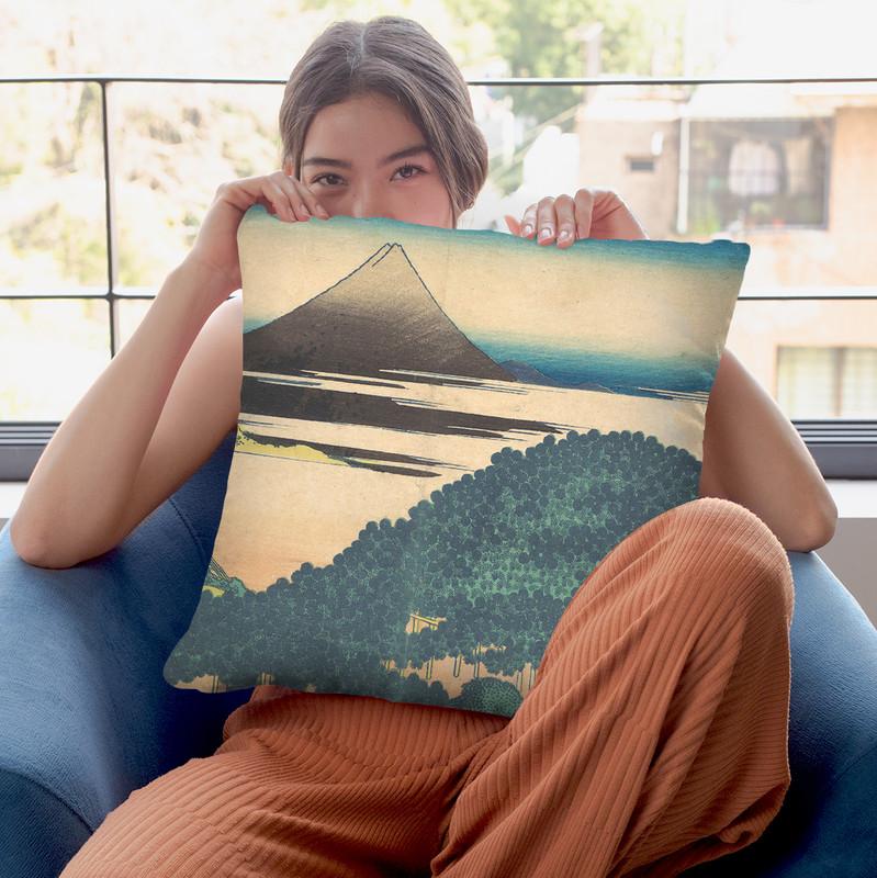 Cushion Pine At Aoyama (Aoyama Enza No Matsu) Throw Pillow By Katsushika Hokusai