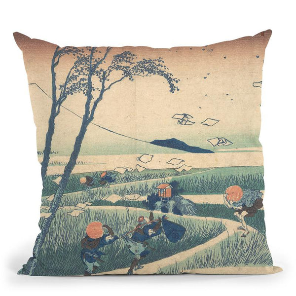 Ejiri In Suruga Province (Sunsh_ Ejiri) Throw Pillow By Katsushika Hokusai