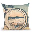 Fujimigahara In Owari Province (Bish_ Fujimigahara) Throw Pillow By Katsushika Hokusai