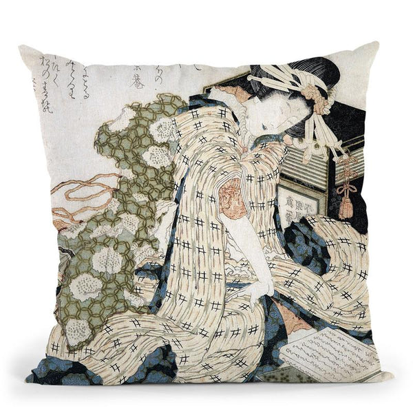 Courtesan Asleep Throw Pillow By Katsushika Hokusai