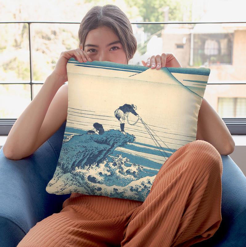 Kajikazawa In Kai Province (K_sh_ Kajikazawa) Throw Pillow By Katsushika Hokusai