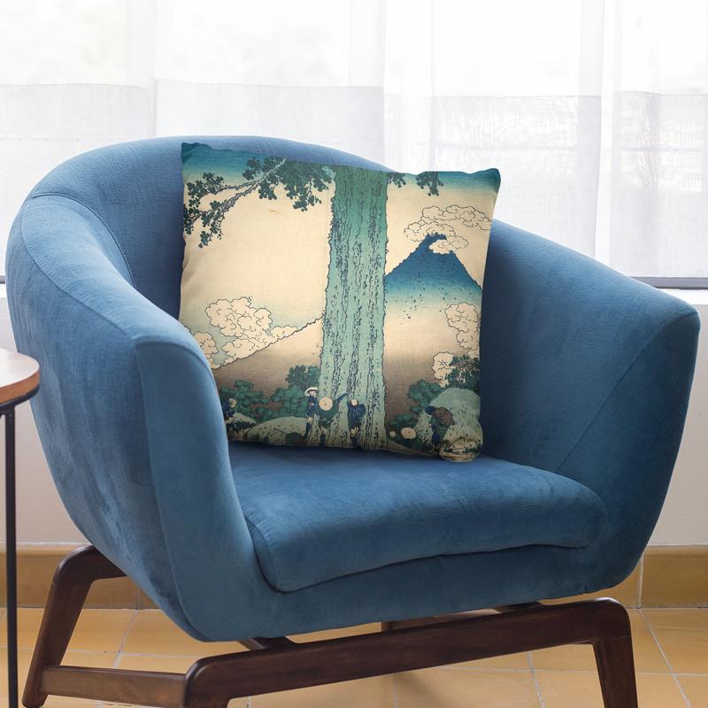 Mishima Pass In Kai Province (K_sh_ Mishima Goe) Throw Pillow By Katsushika Hokusai