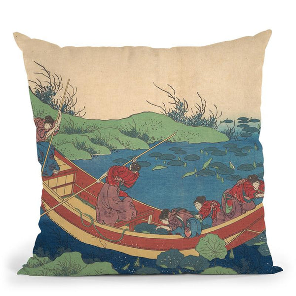 Poem By Funya No Asayasu Throw Pillow By Katsushika Hokusai