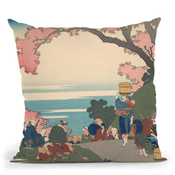 Poem By Gon-Ch_nagon Masafusa Throw Pillow By Katsushika Hokusai