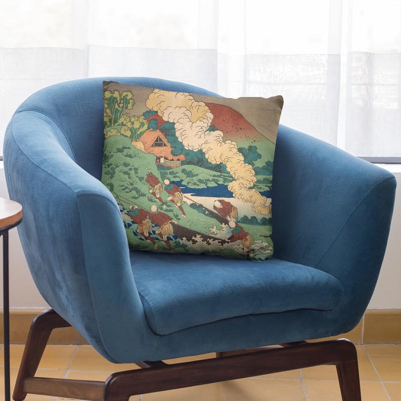 Poem By Kakinomoto Hitomaro Throw Pillow By Katsushika Hokusai