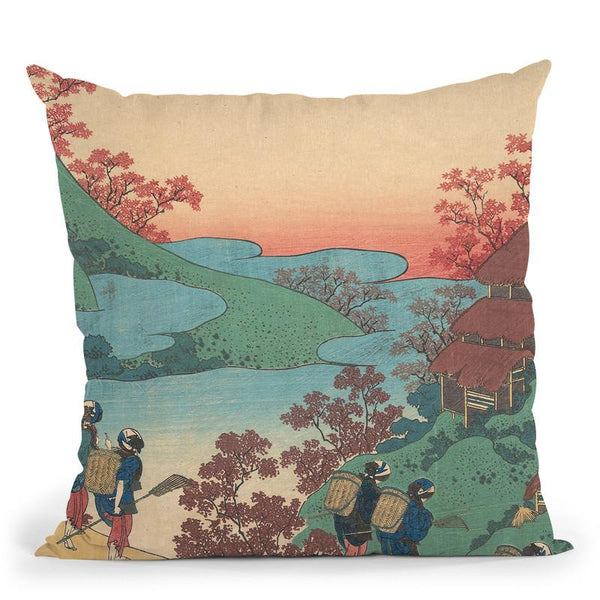 Poem By Sarumaru Day_ Throw Pillow By Katsushika Hokusai