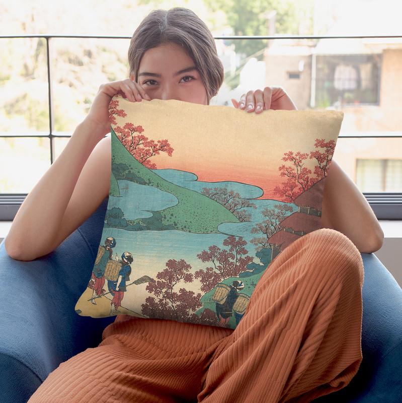 Poem By Sarumaru Day_ Throw Pillow By Katsushika Hokusai