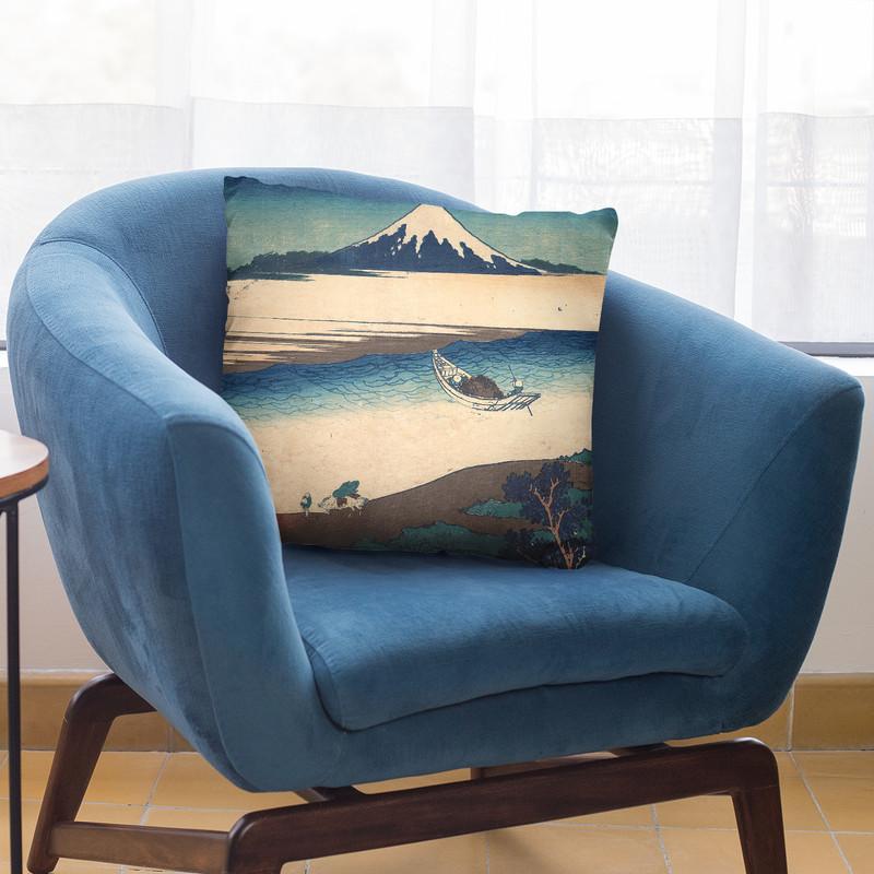 River In Musashi Province (Bush_ Tamagawa) Throw Pillow By Katsushika Hokusai