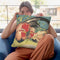 Rooster, Hen And Chicken With Spiderwort Throw Pillow By Katsushika Hokusai
