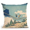 The Suspension Bridge On The Border Of Hida And Etch_ Provinces (Hietsu No Sakai Tsuribashi) Throw Pillow By Katsushika Hokusai
