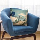 The Suspension Bridge On The Border Of Hida And Etch_ Provinces (Hietsu No Sakai Tsuribashi) Throw Pillow By Katsushika Hokusai