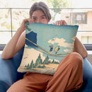 The Suspension Bridge On The Border Of Hida And Etch_ Provinces (Hietsu No Sakai Tsuribashi) Throw Pillow By Katsushika Hokusai