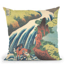 The Waterfall Where Yoshitsune Washed His Horse At Yoshino In Yamato Province (Wash_ Yoshino Yoshitsune Uma Arai No Taki) Throw Pillow By Katsushika Hokusai