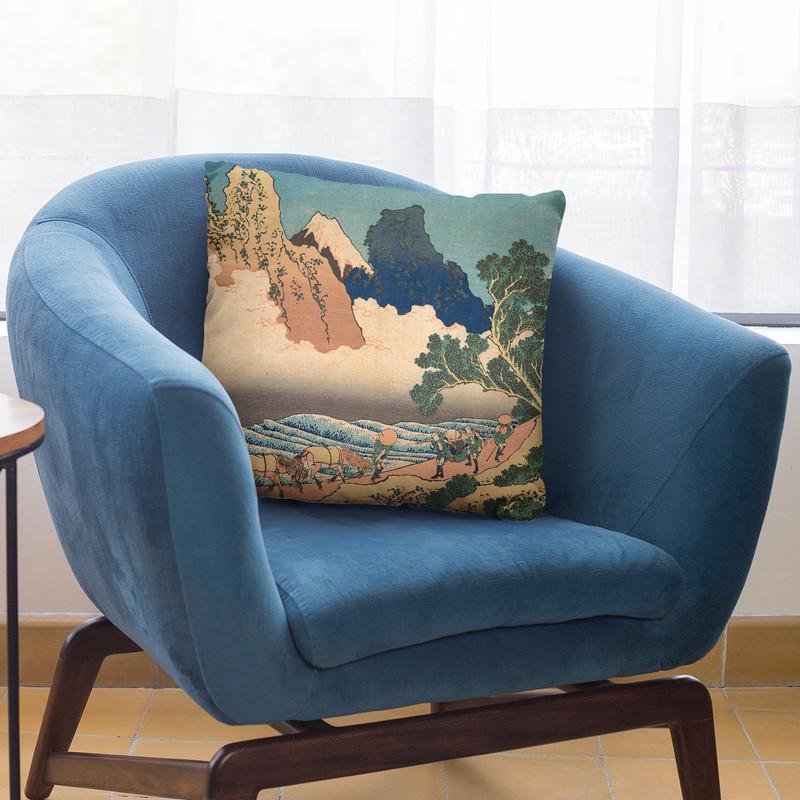 View From The Other Side Of Fuji From The Minobu River (Minobugawa Ura Fuji) Throw Pillow By Katsushika Hokusai
