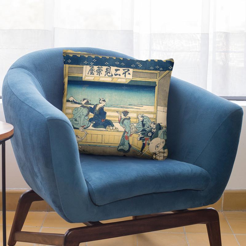 Yoshida On The T_kaid_ (T_kaid_ Yoshida) Throw Pillow By Katsushika Hokusai