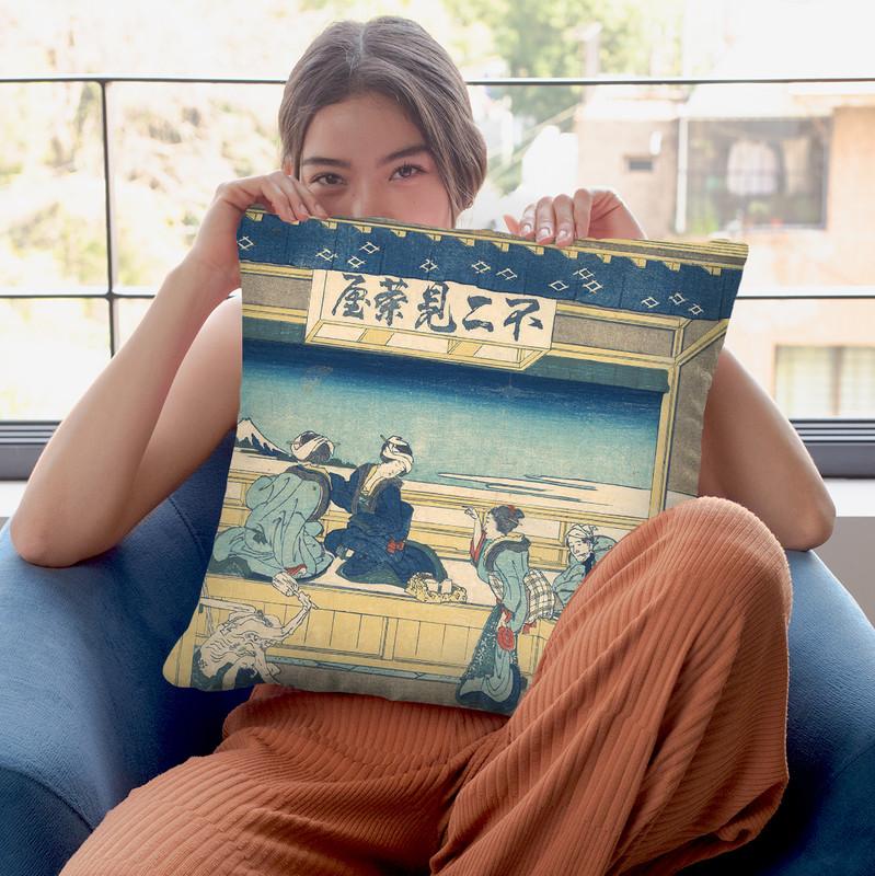 Yoshida On The T_kaid_ (T_kaid_ Yoshida) Throw Pillow By Katsushika Hokusai