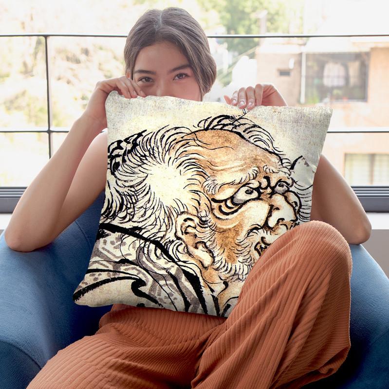 Head Of An Old Manhokusai Throw Pillow By Katsushika Hokusai