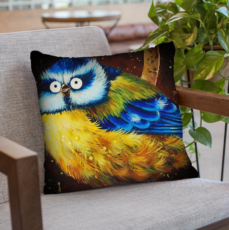 Brian The Bluetit Throw Pillow By Kim Haskins