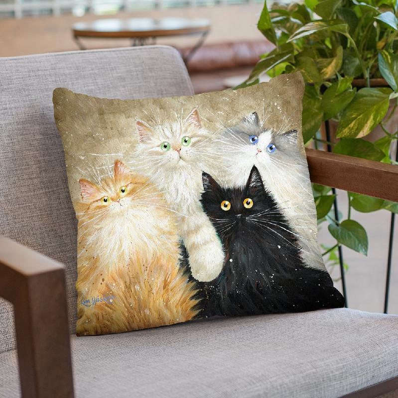 Die Flauschige Bande (The Fluffy Gang) Throw Pillow By Kim Haskins
