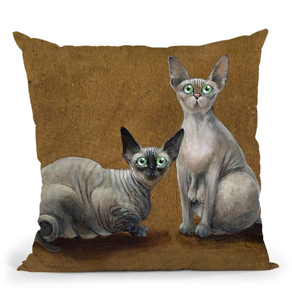 Fluffy And Coco Throw Pillow By Kim Haskins