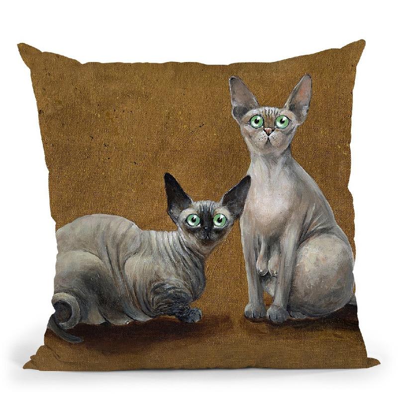 Fluffy And Coco Throw Pillow By Kim Haskins