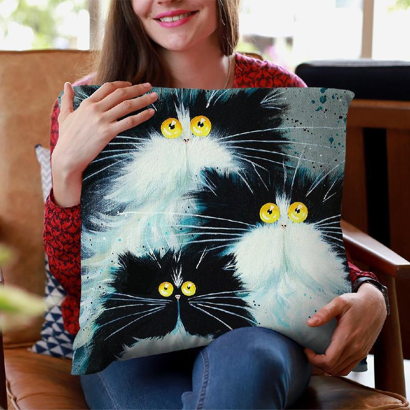 Meet The Purrents Throw Pillow By Kim Haskins