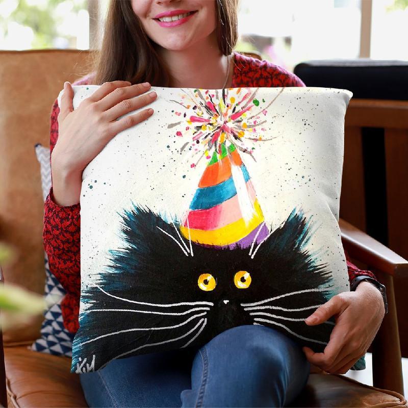 Party Cat Throw Pillow By Kim Haskins