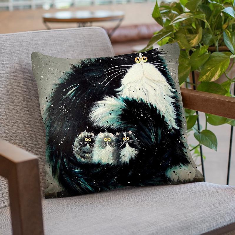 Purrtection Throw Pillow By Kim Haskins