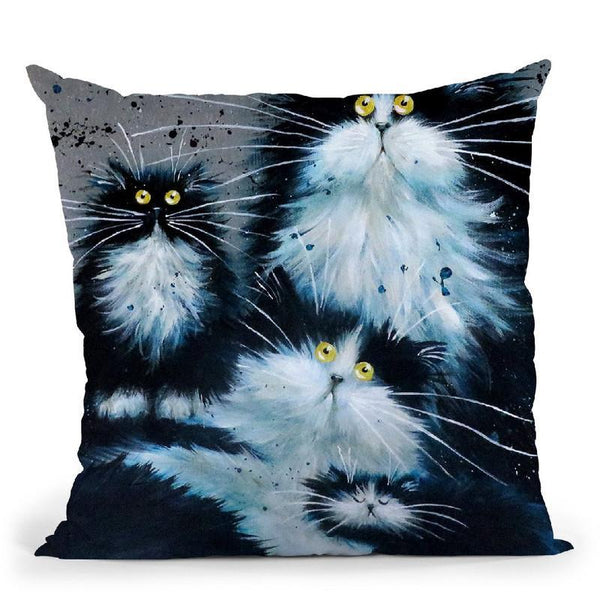 Family Of Furry Throw Pillow By Kim Haskins