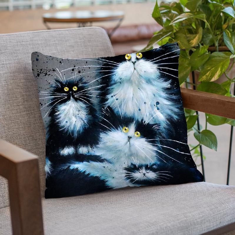 Family Of Furry Throw Pillow By Kim Haskins
