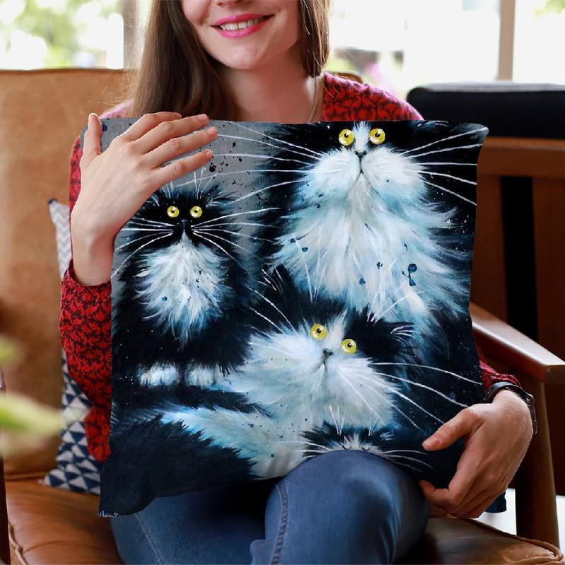 Family Of Furry Throw Pillow By Kim Haskins