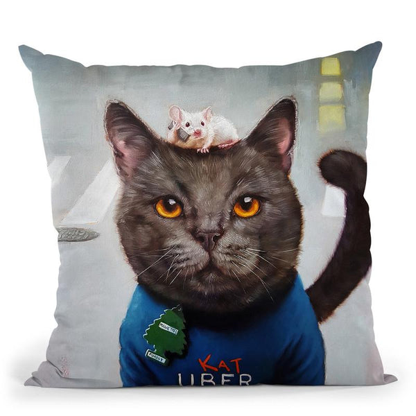 Cat Uber Throw Pillow By Lucia Heffernan