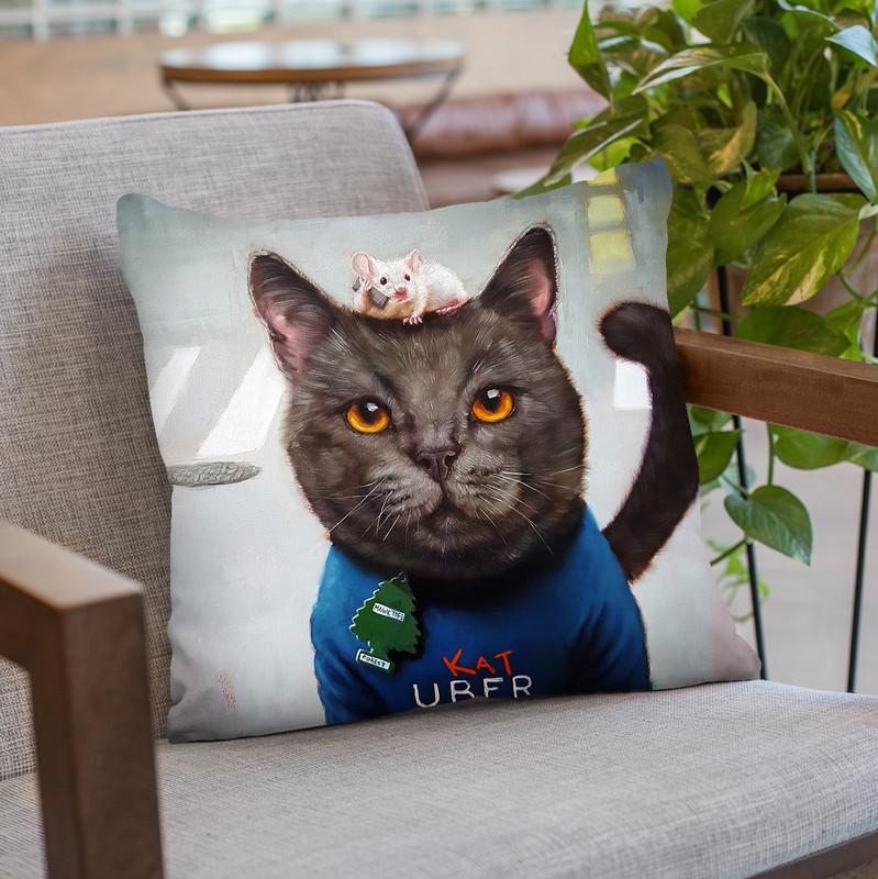 Cat Uber Throw Pillow By Lucia Heffernan