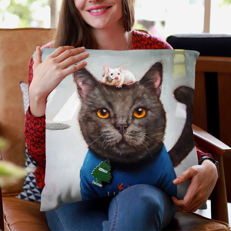 Cat Uber Throw Pillow By Lucia Heffernan
