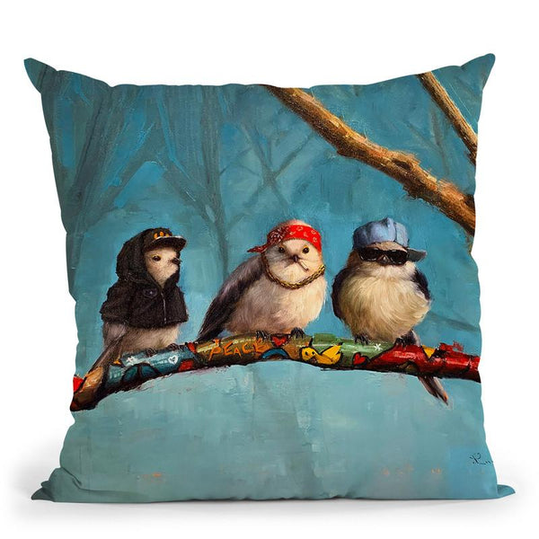 Birdz In Da Hood Throw Pillow By Lucia Heffernan