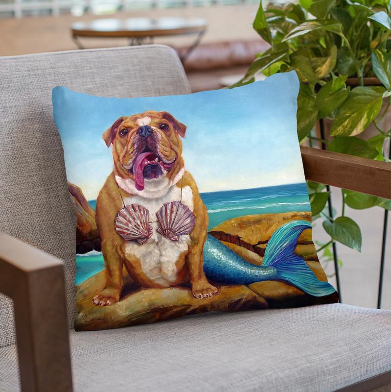 Mermaid Dog Throw Pillow By Lucia Heffernan