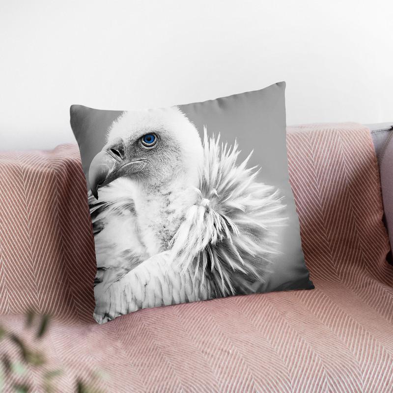 Vulture Bw Throw Pillow By Little Pitti