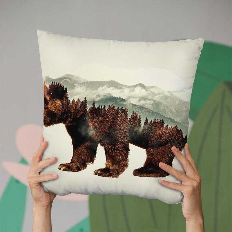 Bear Lp Throw Pillow By Little Pitti