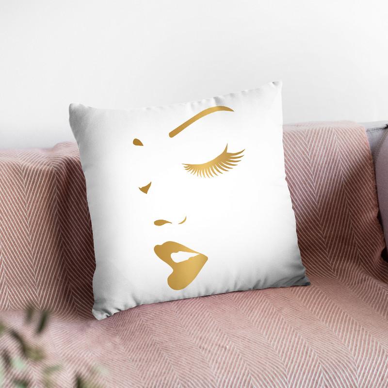 Makeup Gold Throw Pillow By Little Pitti