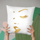 Makeup Gold Throw Pillow By Little Pitti