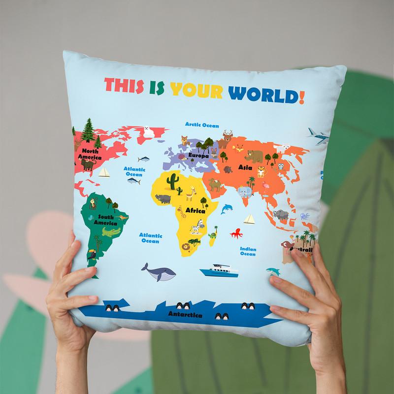 World Map Throw Pillow By Little Pitti
