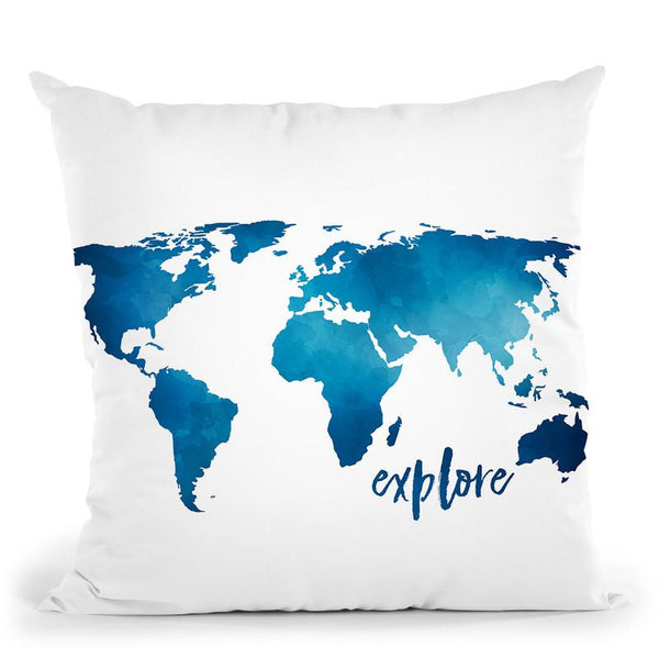 Explore Blue Throw Pillow By Little Pitti