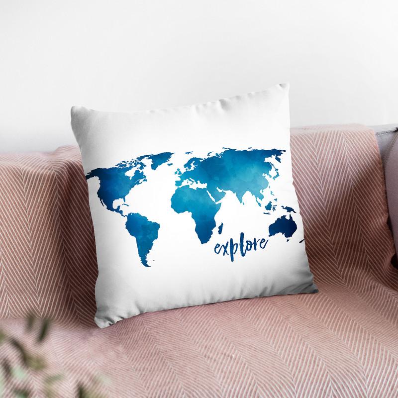 Explore Blue Throw Pillow By Little Pitti