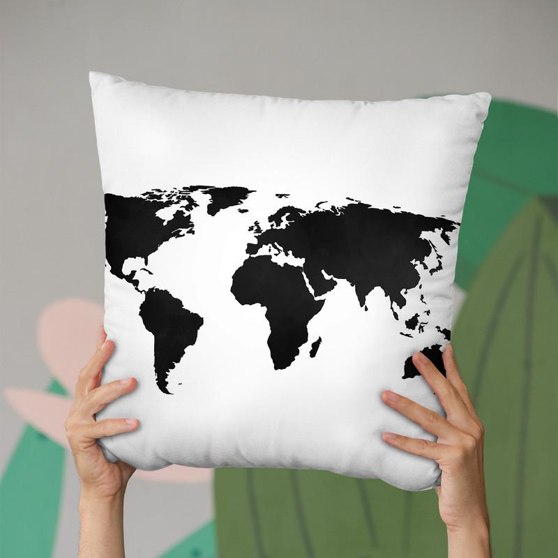 Map Black Throw Pillow By Little Pitti