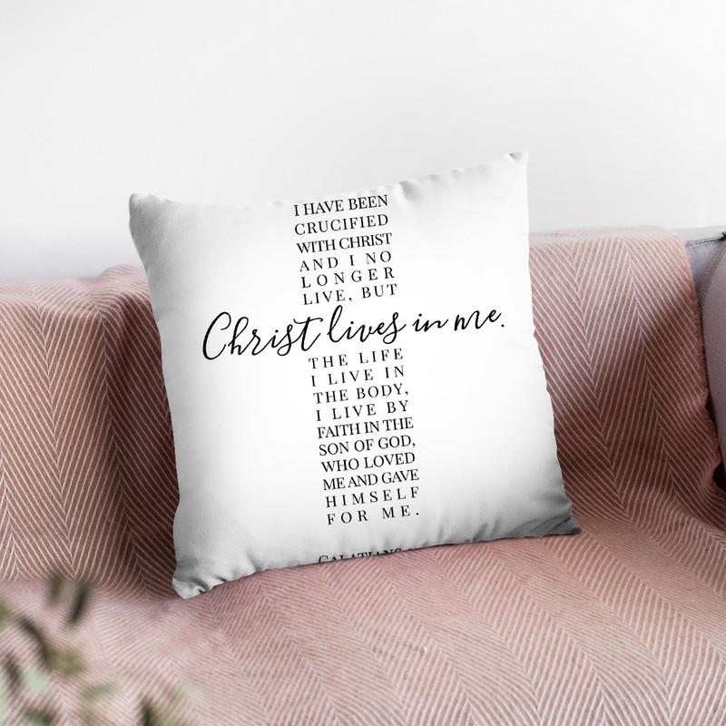 Christ Lives In Me Throw Pillow By Little Pitti