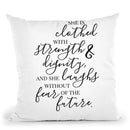 She Is Clothed With Strength Throw Pillow By Little Pitti